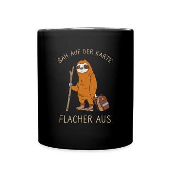 Sah Auf Der Karte Flacher Aus FaulTrekking - Tasse einfarbig - Schwarz - Vorne