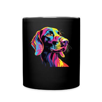 Wasserfarben Farbenfroher Finnischer Laufhund - Tasse einfarbig - Schwarz - Vorne