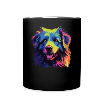 Wasserfarben Farbenfroher Petit Basset Pyrenean - Tasse einfarbig - Schwarz - Vorne