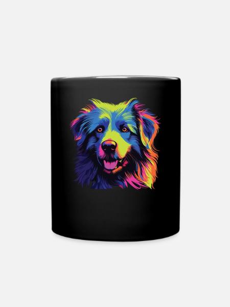 Wasserfarben Farbenfroher Petit Basset Pyrenean - Tasse einfarbig - Schwarz
