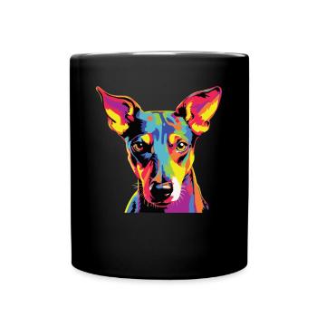 Wasserfarben Farbenfroher Glatthaar-Foxterrier - Tasse einfarbig - Schwarz - Vorne