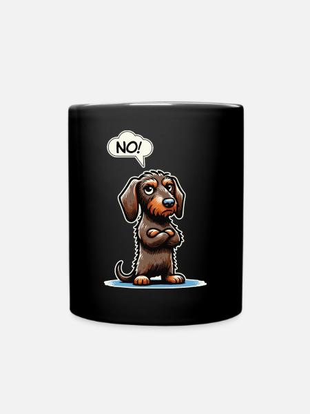 NO! Wiener Dog Cheeky Dachshund Funny Sausage Dog - Full Colour Mug - black