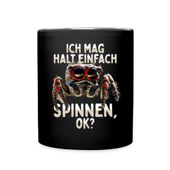 Spinne Springspinne Vogelspinne Mag Halt Spinnen - Tasse einfarbig - Schwarz - Vorne