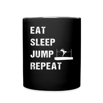 Eat Sleep Jump Repeat Leichtathletik - Tasse einfarbig - Schwarz - Vorne