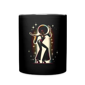 Fille avec afro dansant sur de la musique disco - Mug uni - noir - Devant