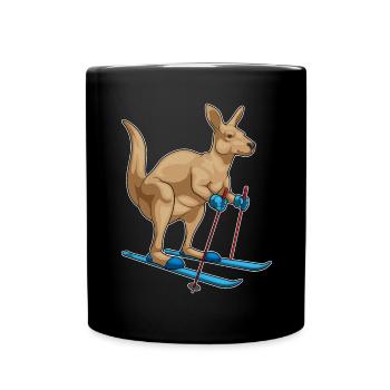 Kangaroo Skier Skiing Winter Sports - Full Colour Mug - black - Front