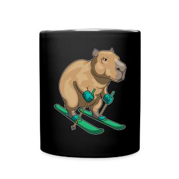 capybara, skieur, skieur, sports d’hiver - Mug uni - noir - Devant