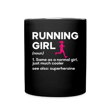 Runner Girls Running Cross Country Track Marathon - Full Colour Mug - black - Front