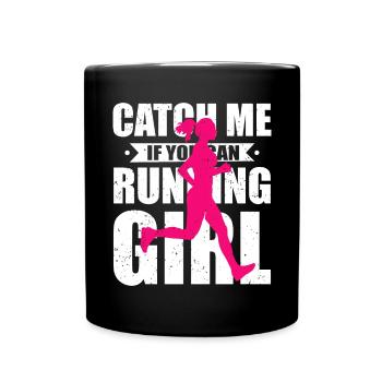 Runner Girls Running Cross Country Track Marathon - Full Colour Mug - black - Front