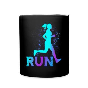 Runner Girls Running Cross Country Track Marathon - Full Colour Mug - black - Front