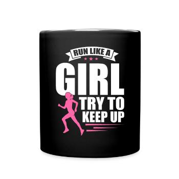 Runner Girls Running Cross Country Track Marathon - Full Colour Mug - black - Front