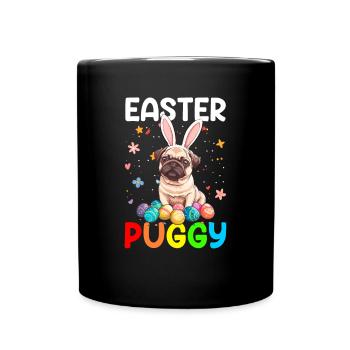 Oeufs de Pâques Carlin Chasse jour de Pâques - Mug uni - noir - Devant