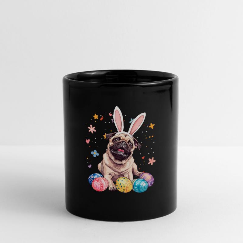Pug easter eggs Hunting easter day Full Colour Mug