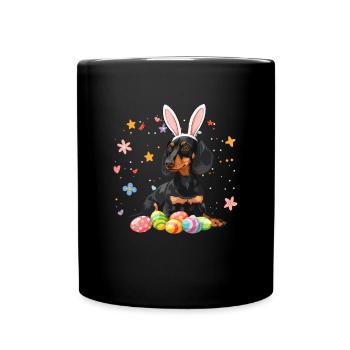 Dachshund easter eggs Wiener Dog - Tasse einfarbig - Schwarz - Vorne