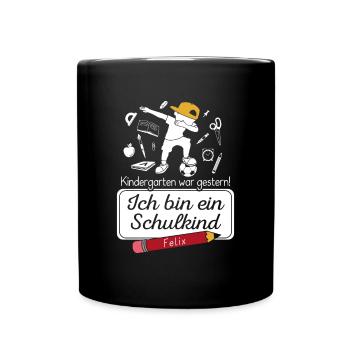 Ich bin ein Schulkind Felix - Tasse einfarbig - Schwarz - Vorne