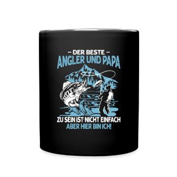 Bester Angler Und Papa Zu Sein Ist Nicht Einfach - Tasse einfarbig - Schwarz - Vorne