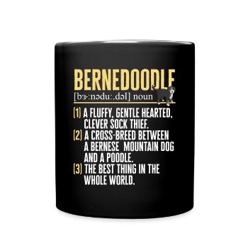 Bernedoodle Hund - Tasse einfarbig - Schwarz - Vorne