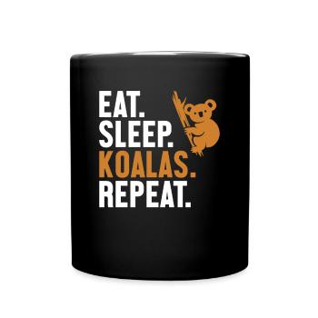 Eat Sleep Koalas Repeat Koalabear Eucalyptus - Full Colour Mug - black - Front