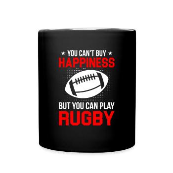 Le bonheur ne s’achète pas, mais on peut jouer au rugby - Mug uni - noir - Devant