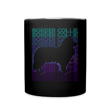 Border Collie Dog Retro - Full Colour Mug - black - Front