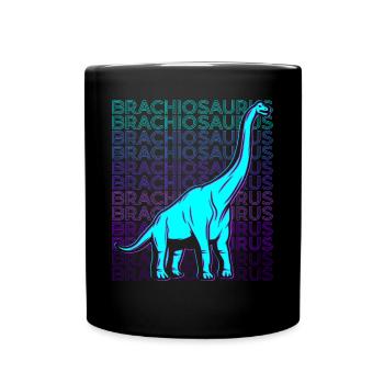 Brachiosaurus Dinosaur Retro - Full Colour Mug - black - Front