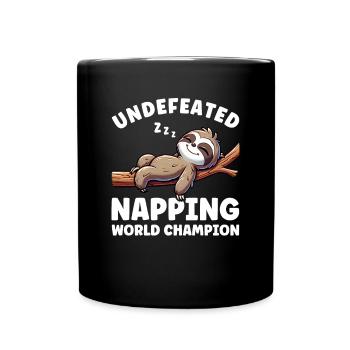 Sloth Funny Nap Sleeping - Full Colour Mug - black - Front