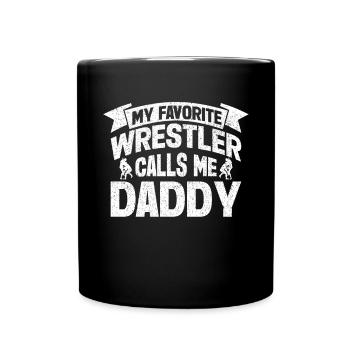 Wrestling Dad Wrestler Men Father's Day - Full Colour Mug - black - Front