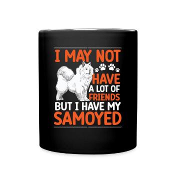 Samojede ist mein Freund Schlittenhund - Tasse einfarbig - Schwarz - Vorne