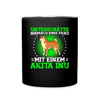 Akita Inu Femme japonaise avec Akita Inu - Mug uni - noir - Devant