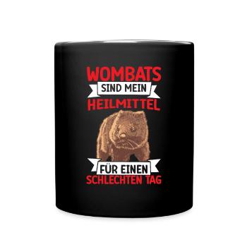 Wombat heilt mich Beuteltier Wombat - Tasse einfarbig - Schwarz - Vorne