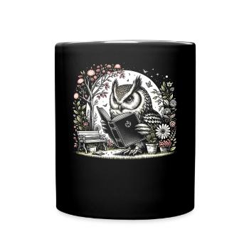 Eulen-lesebuch – Full Moon Scenery Reader - Tasse einfarbig - Schwarz - Vorne