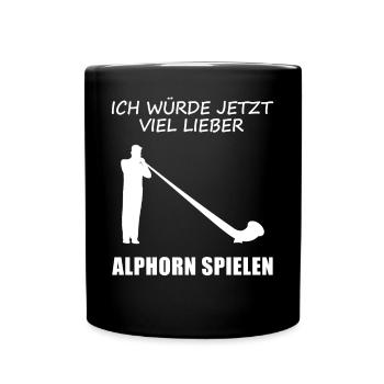 Gift for Alphorn Lovers - Prefer to Play - Full Colour Mug - black - Front