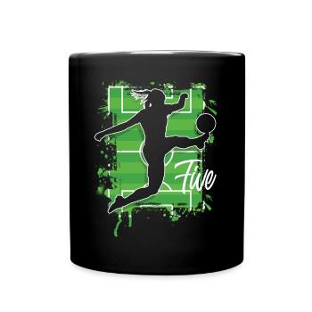 Soccer Woman Soccer 5th Birthday - Full Colour Mug - black - Front