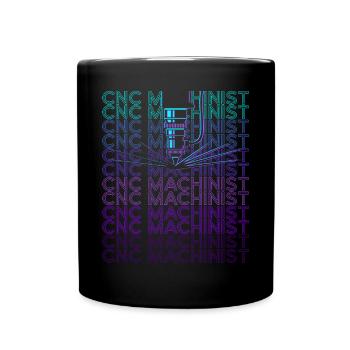 CNC Processor Machine Operator Retro - Full Colour Mug - black - Front