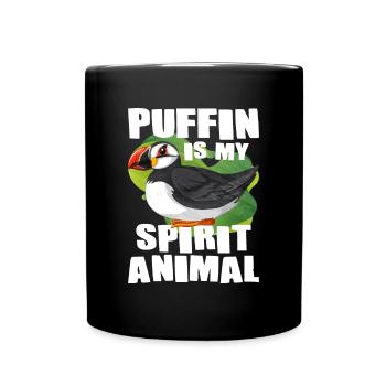 Puffin Bird Gift - Full Colour Mug - black - Front