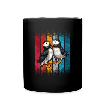Puffin Bird Gift - Full Colour Mug - black - Front