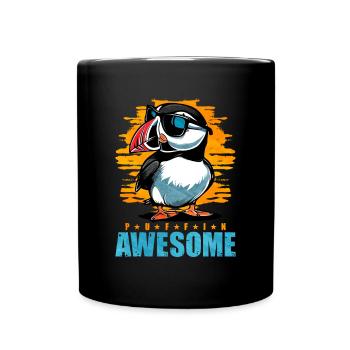 Puffin Bird Gift - Full Colour Mug - black - Front