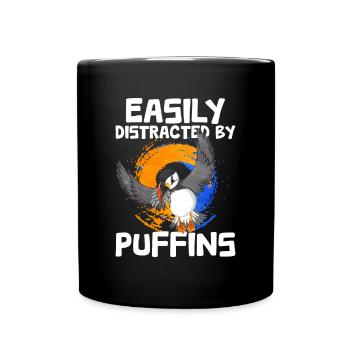 Puffin Bird Gift - Full Colour Mug - black - Front