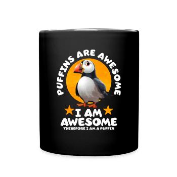 Puffin Bird Gift - Full Colour Mug - black - Front