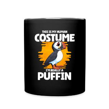 Puffin Bird Gift - Full Colour Mug - black - Front