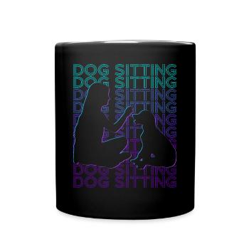 Dog Sitting Dog Walker Dog Sitter Retro - Full Colour Mug - black - Front