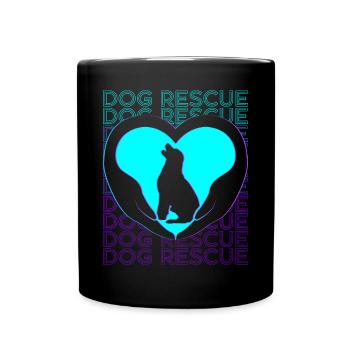 Dog Rescue Adoption Retro - Full Colour Mug - black - Front