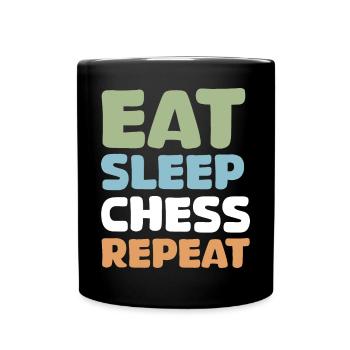 retro chess funny sayings eat sleep repeat - Full Colour Mug - black - Front