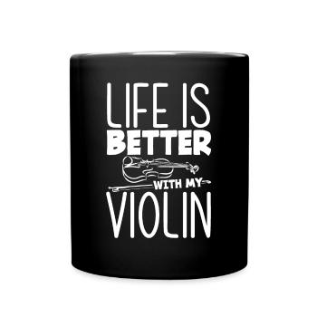 Geige Violine Geigenspieler Violinenspieler - Tasse einfarbig - Schwarz - Vorne