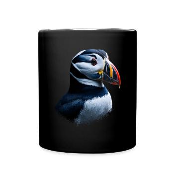Puffin Bird Gift - Full Colour Mug - black - Front