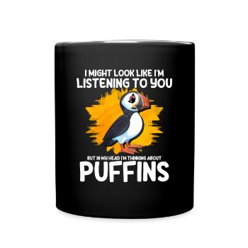Puffin Bird Gift - Full Colour Mug - black - Front