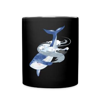 poisson rorqual bleu dans l’océan avec aileron de baleine - Mug uni - noir - Devant