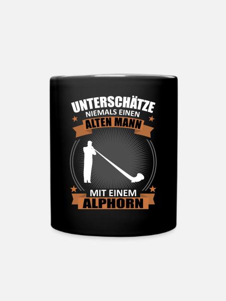 Alphorn Geschenk - Alter Mann, Weiser Klang - Tasse einfarbig - Schwarz