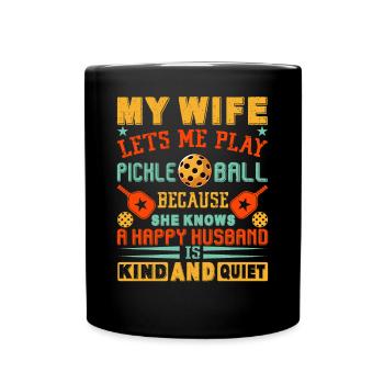 Pickleball-spieler-ehemann Liebt - Tasse einfarbig - Schwarz - Vorne