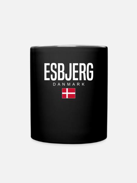 Esbjerg Dänemark - Ensfarvet krus - sort